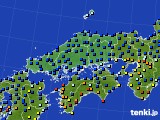 2016年10月04日の中国地方のアメダス(日照時間)