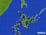 北海道地方のアメダス実況(風向・風速)(2016年10月04日)