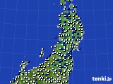 東北地方のアメダス実況(風向・風速)(2016年10月04日)