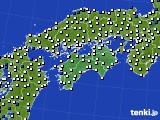 2016年10月04日の四国地方のアメダス(風向・風速)