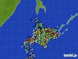 北海道地方のアメダス実況(日照時間)(2016年10月05日)
