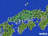 中国地方のアメダス実況(風向・風速)(2016年10月05日)