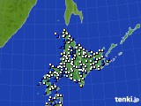 北海道地方のアメダス実況(風向・風速)(2016年10月06日)