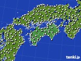 四国地方のアメダス実況(風向・風速)(2016年10月06日)