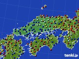 2016年10月07日の中国地方のアメダス(日照時間)