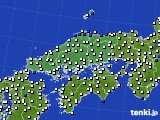 中国地方のアメダス実況(風向・風速)(2016年10月07日)