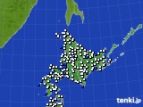 北海道地方のアメダス実況(風向・風速)(2016年10月08日)