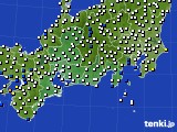 東海地方のアメダス実況(風向・風速)(2016年10月08日)