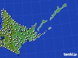 道東のアメダス実況(風向・風速)(2016年10月08日)