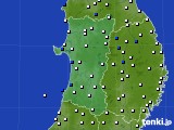 秋田県のアメダス実況(風向・風速)(2016年10月08日)