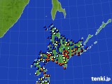 北海道地方のアメダス実況(日照時間)(2016年10月09日)