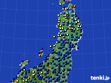 2016年10月09日の東北地方のアメダス(日照時間)