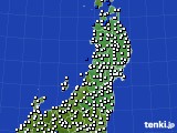 東北地方のアメダス実況(風向・風速)(2016年10月11日)
