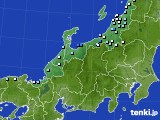 北陸地方のアメダス実況(降水量)(2016年10月12日)