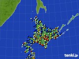北海道地方のアメダス実況(日照時間)(2016年10月12日)