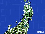 東北地方のアメダス実況(風向・風速)(2016年10月12日)