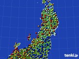 東北地方のアメダス実況(日照時間)(2016年10月13日)