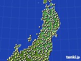 2016年10月13日の東北地方のアメダス(気温)