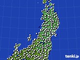東北地方のアメダス実況(風向・風速)(2016年10月13日)