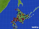 北海道地方のアメダス実況(日照時間)(2016年10月14日)