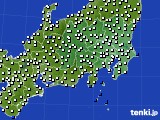 関東・甲信地方のアメダス実況(風向・風速)(2016年10月14日)