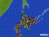 北海道地方のアメダス実況(日照時間)(2016年10月16日)