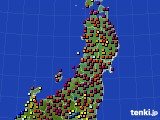 2016年10月16日の東北地方のアメダス(日照時間)