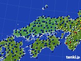 2016年10月16日の中国地方のアメダス(日照時間)