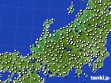 2016年10月16日の北陸地方のアメダス(風向・風速)