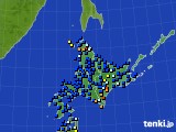 北海道地方のアメダス実況(日照時間)(2016年10月17日)