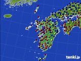 九州地方のアメダス実況(日照時間)(2016年10月17日)