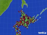 北海道地方のアメダス実況(日照時間)(2016年10月18日)