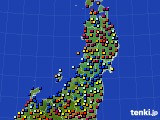 2016年10月18日の東北地方のアメダス(日照時間)