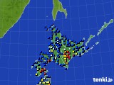 北海道地方のアメダス実況(日照時間)(2016年10月20日)