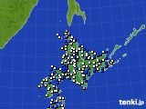 北海道地方のアメダス実況(風向・風速)(2016年10月20日)