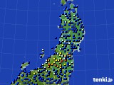 東北地方のアメダス実況(日照時間)(2016年10月22日)
