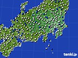 関東・甲信地方のアメダス実況(風向・風速)(2016年10月23日)