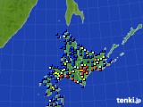 北海道地方のアメダス実況(日照時間)(2016年10月24日)