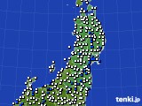 東北地方のアメダス実況(風向・風速)(2016年10月25日)