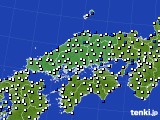 中国地方のアメダス実況(風向・風速)(2016年10月25日)