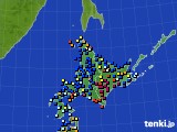 北海道地方のアメダス実況(日照時間)(2016年10月27日)