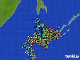 北海道地方のアメダス実況(日照時間)(2016年10月29日)