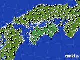 2016年11月10日の四国地方のアメダス(風向・風速)