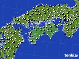 2016年11月11日の四国地方のアメダス(風向・風速)