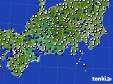 2016年12月14日の東海地方のアメダス(風向・風速)