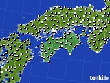 四国地方のアメダス実況(風向・風速)(2016年12月15日)