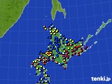 北海道地方のアメダス実況(日照時間)(2016年12月18日)