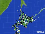 北海道地方のアメダス実況(風向・風速)(2016年12月18日)