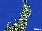 東北地方のアメダス実況(風向・風速)(2016年12月30日)