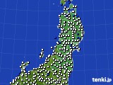 2016年12月31日の東北地方のアメダス(風向・風速)